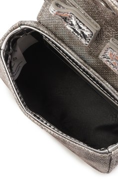 Женская сумка 1dr xs DIESEL серебряного цвета, арт. X08709/P2197 | Фото 5 (Драгоценные камни: Проставлено; Размер: mini; Материал: Текстиль, Экокожа; Ремень/цепочка: На ремешке; Материал сплава: Проставлено)