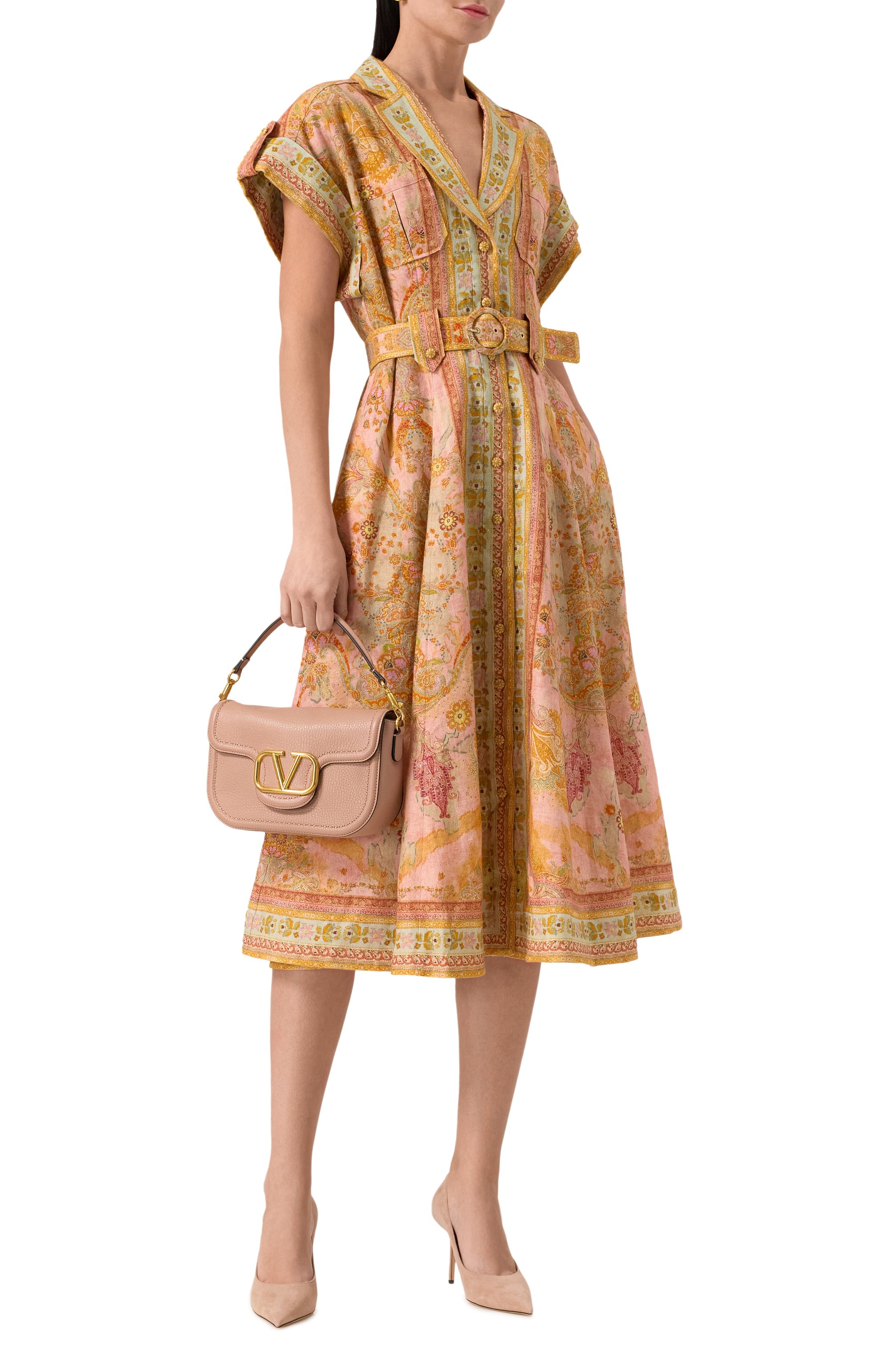 Льняное платье ZIMMERMANN розового цвета по цене 159500 руб., арт. 1073DRS252, фото 2 Льняное платье ZIMMERMANN, арт. 1073DRS252, фото 2