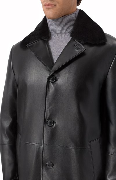 Кожаное пальто с воротником из норки MVST, арт. M25.1PM.C003, фото 5