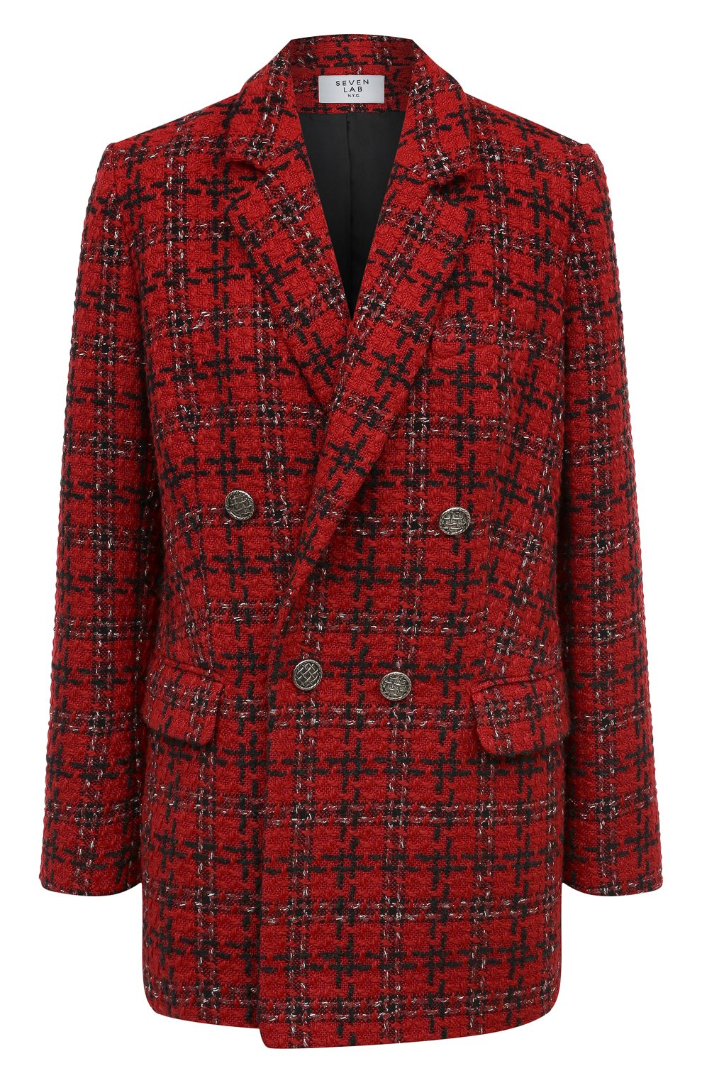 Шерстяной жакет SEVEN LAB бордового цвета по цене 30450 руб., арт. JK tw red and black, фото 1 Шерстяной жакет SEVEN LAB, арт. JK tw red and black, фото 1