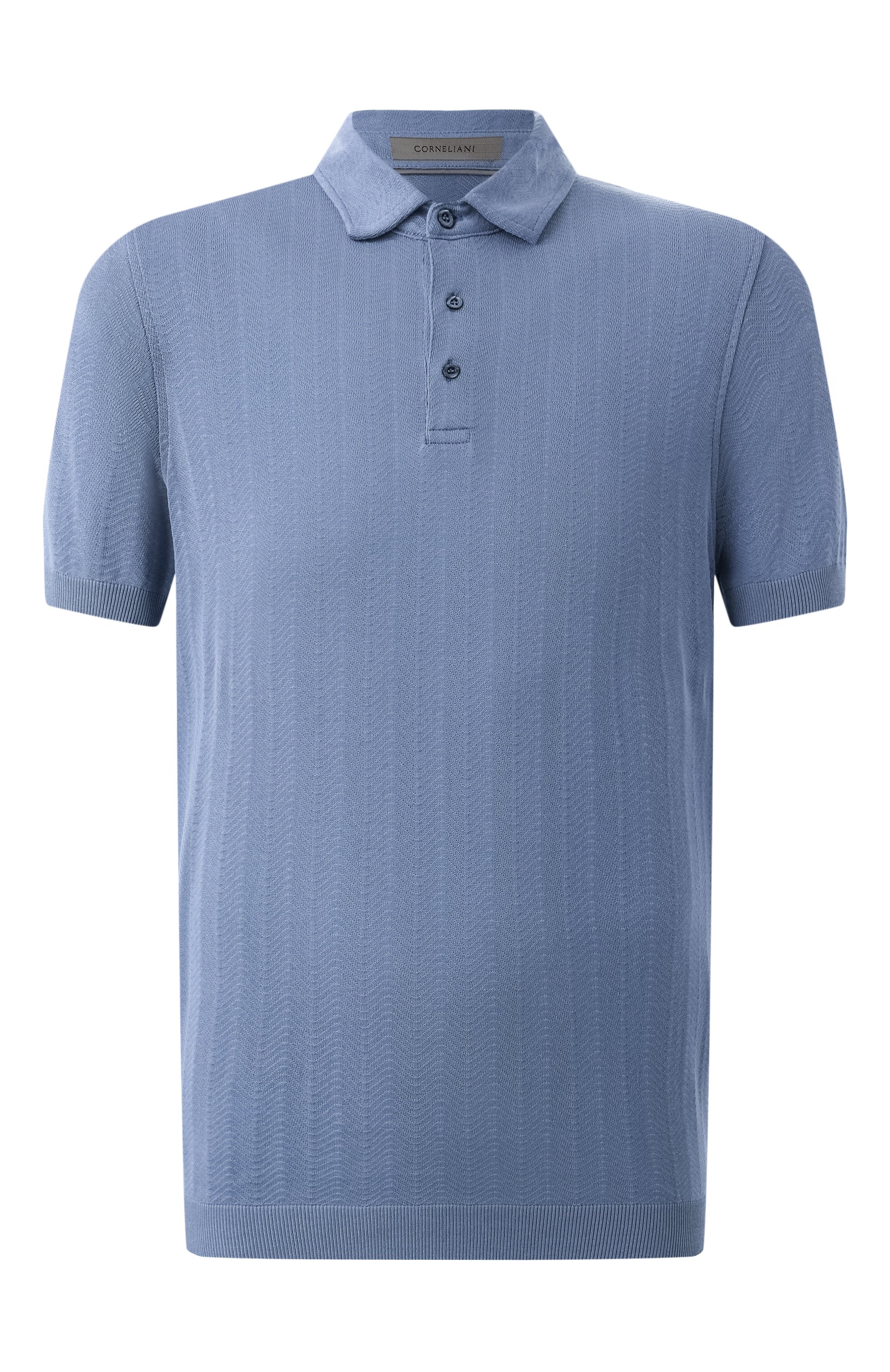 Хлопковое поло CORNELIANI голубого цвета по цене 31150 руб., арт. 25G521-2525007, фото 1 Хлопковое поло CORNELIANI, арт. 25G521-2525007, фото 1