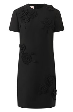 Женское платье из шерсти и шелка VALENTINO черного цвета, арт. 5B3VAAG11CF | Фото 1 (Драгоценные камни: Проставлено; Материал внешний: Шелк, Шерсть; Длина Ж (юбки, платья, шорты): Мини; Рукава: Короткие; Материал сплава: Проставлено; Женское Кросс-КТ: Платье-одежда; Стили: Кэжуэл; Случай: Повседневный)