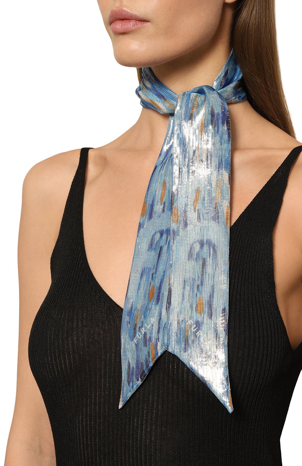 Шелковый шарф-твилли FURLA голубого цвета по цене 8500 руб., арт. WT00022, фото 2 Шелковый шарф-твилли FURLA, арт. WT00022, фото 2