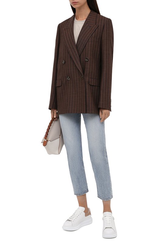 Кожаные кеды Oversized Alexander McQueen 553770/WHFBU Белый  553770/WHFBU Фото 2