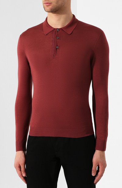 Шелковое поло ANDREA CAMPAGNA бордового цвета по цене 26700 руб., арт. 43111/23503*, фото 3 Шелковое поло ANDREA CAMPAGNA, арт. 43111/23503*, фото 3