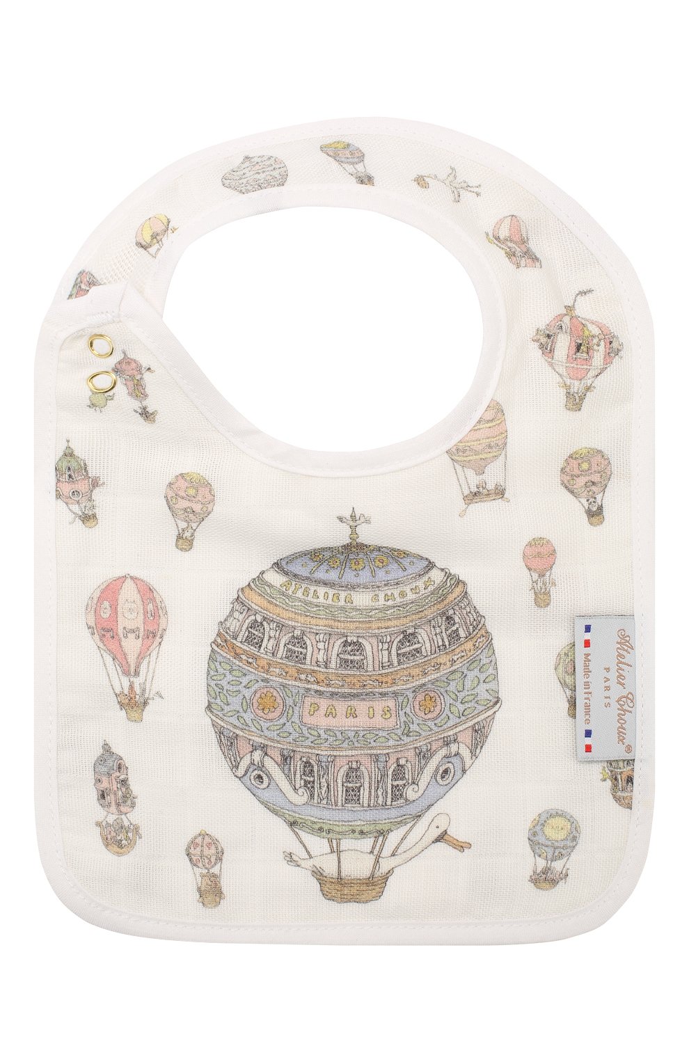 Хлопковый нагрудник ATELIER CHOUX, арт. SMALL BIB-H0T AIR BALL00N-G0LD SNAPS, фото 2