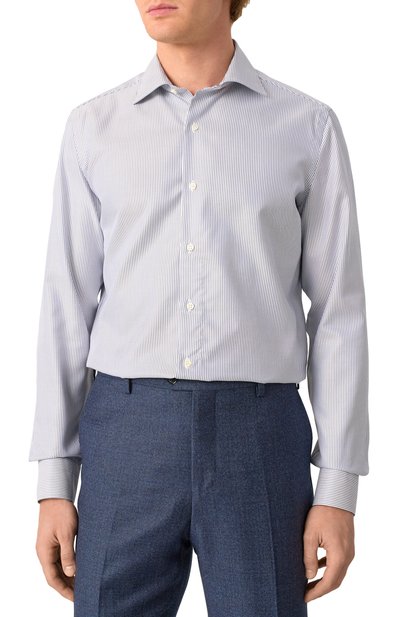 Хлопковая сорочка LUIGI BORRELLI синего цвета по цене 48200 руб., арт. PS30051/ACHILLE/ST/EV1/PC, фото 3 Хлопковая сорочка LUIGI BORRELLI, арт. PS30051/ACHILLE/ST/EV1/PC, фото 3