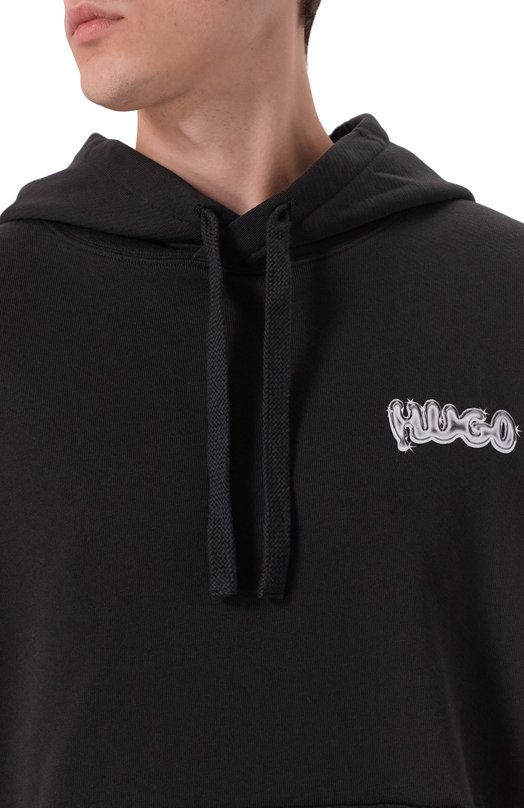 Хлопковое худи HUGO Blue 50549212 Чёрный  50549212 Фото 5