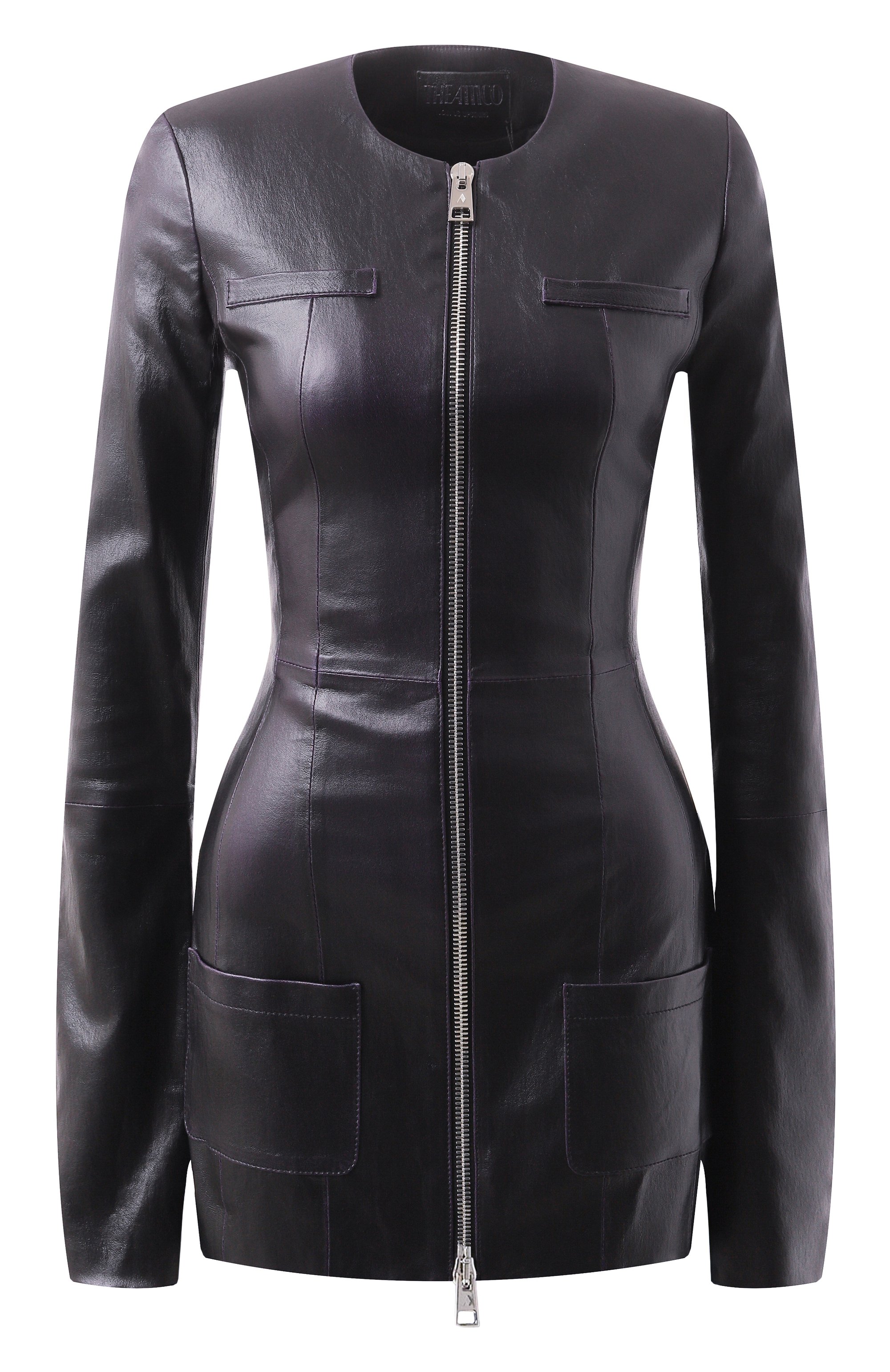 Кожаный жакет THE ATTICO темно-фиолетового цвета по цене 351500 руб., арт. 247WCG77, фото 1 Кожаный жакет THE ATTICO, арт. 247WCG77, фото 1