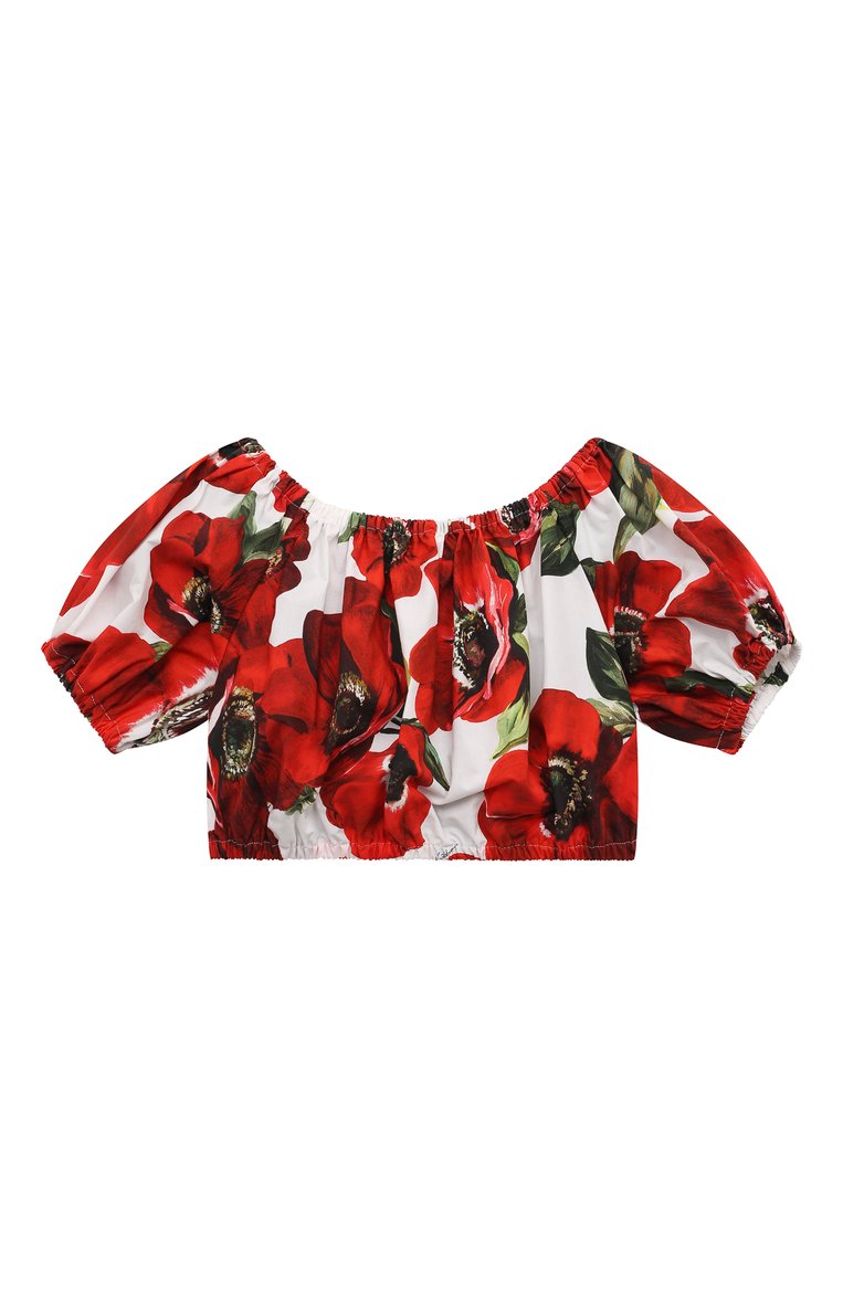 Детский хлопковый топ DOLCE & GABBANA красного цвета, арт. L55S88/HS5Q4/8-12+ | Фото 2 (Материал внешний: Хлопок; Девочки Кросс-КТ: топ-одежда)