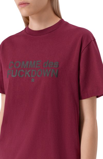 Хлопковая футболка COMME DES FUCKDOWN бордового цвета по цене 5525 руб., арт. CFABW01356, фото 5 Хлопковая футболка COMME DES FUCKDOWN, арт. CFABW01356, фото 5