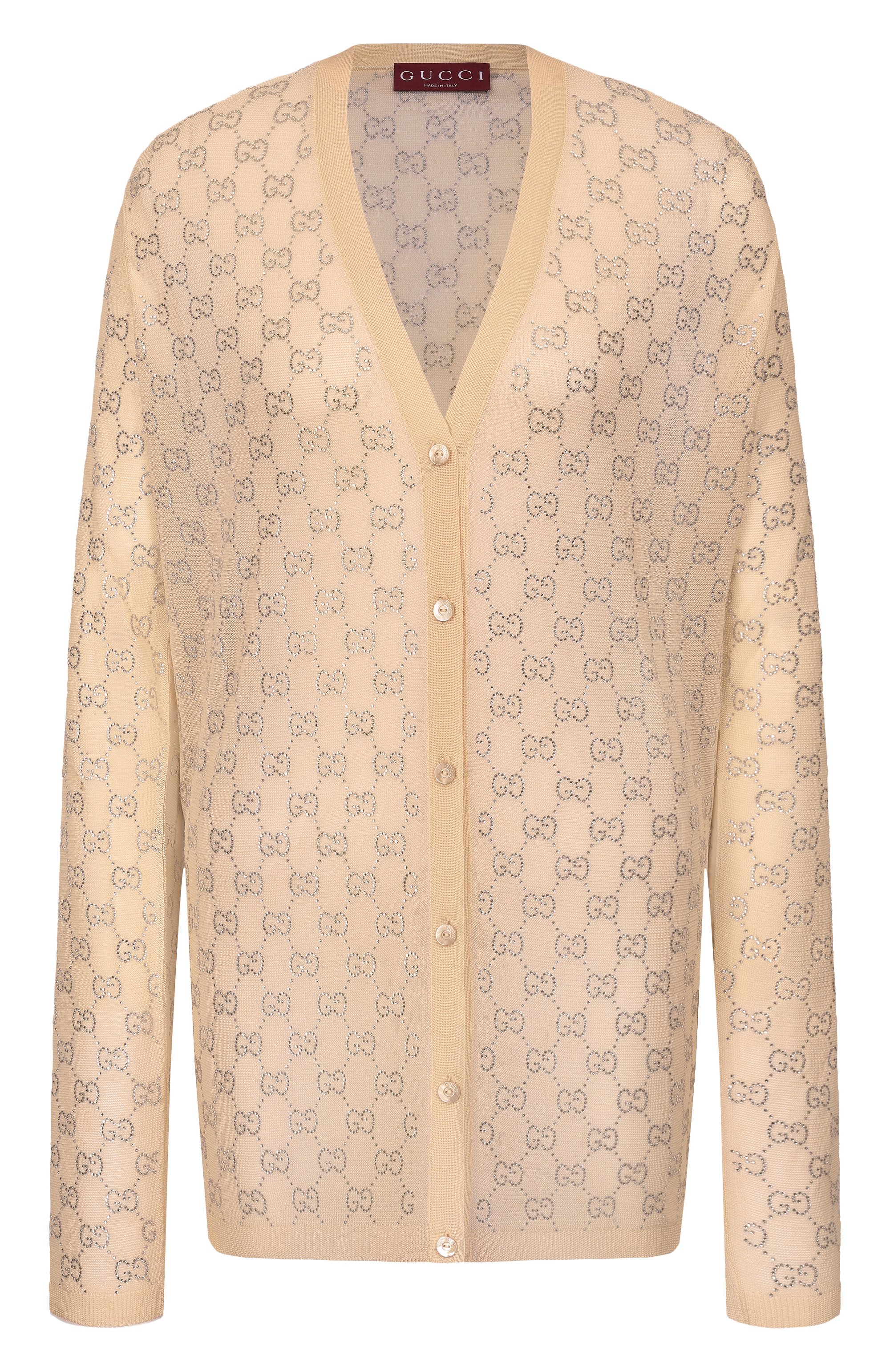 Шелковый кардиган с отделкой стразами GUCCI, арт. 856133/XKFC5, фото 1