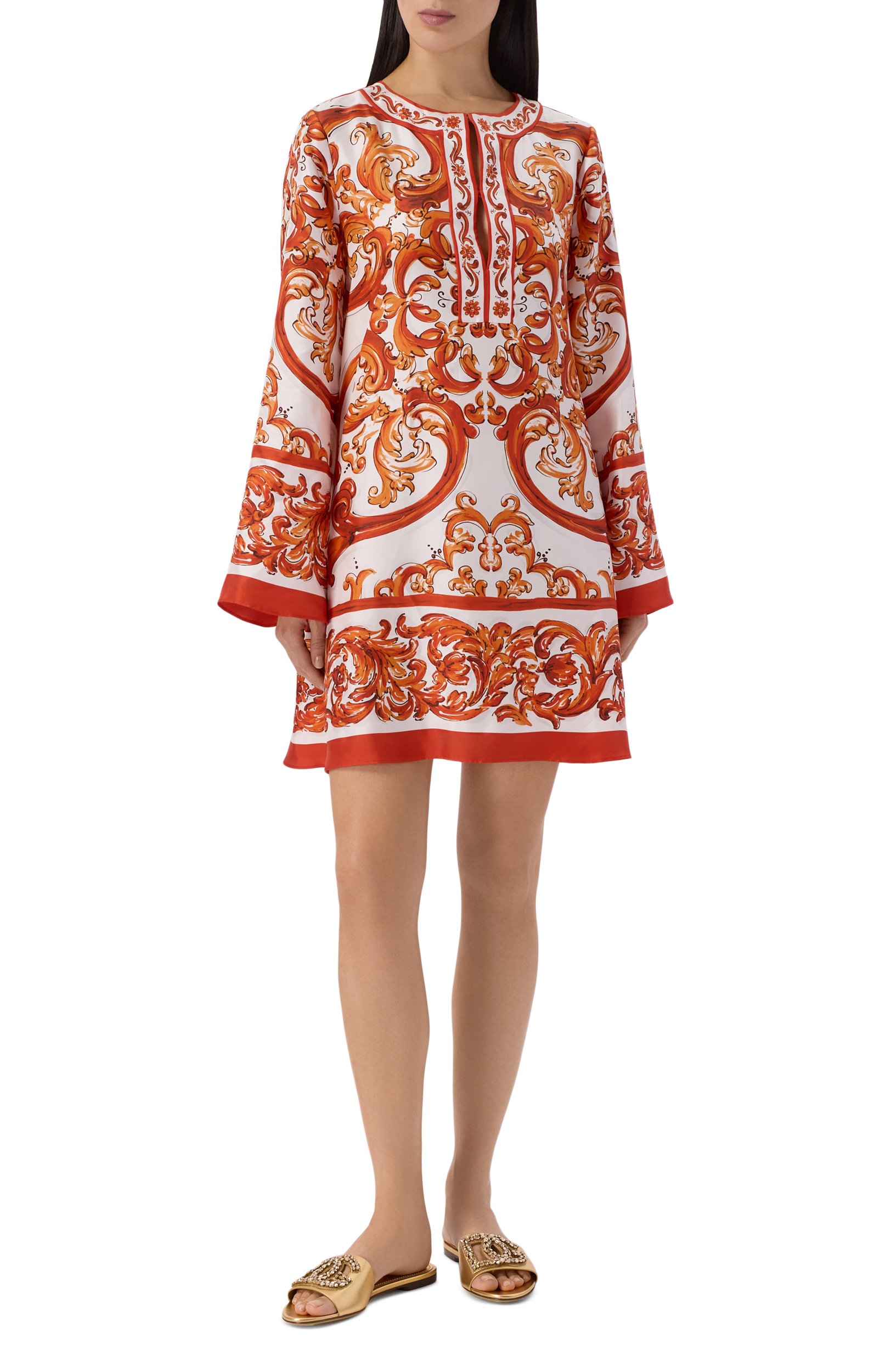 Кожаные шлепанцы DOLCE & GABBANA золотого цвета по цене 155000 руб., арт. CQ0697/A3M00, фото 3 Кожаные шлепанцы DOLCE & GABBANA, арт. CQ0697/A3M00, фото 3