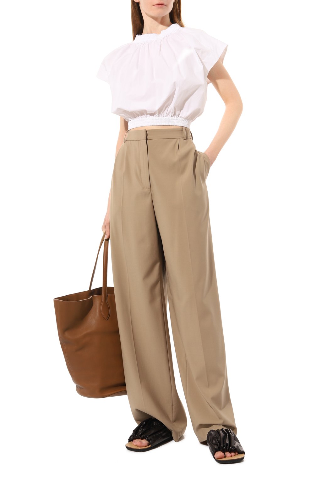 Хлопковый топ HUGO белого цвета по цене 12100 руб., арт. 50489283, фото 2 Хлопковый топ HUGO, арт. 50489283, фото 2