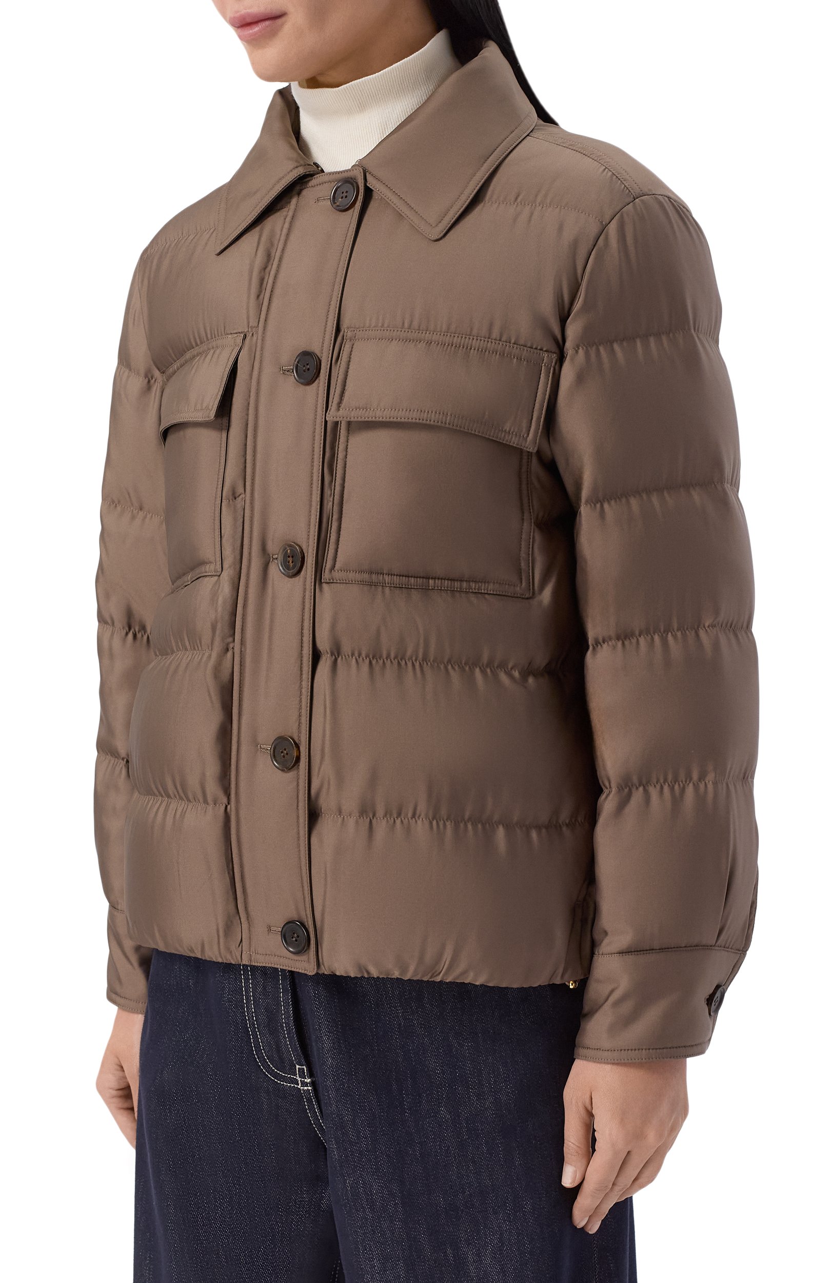 Шелковый пуховик с воротником из овчины MVST, арт. M26.1MW.0C26.1/F225 TECH SILK, фото 6