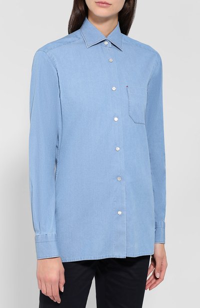 Джинсовая блуза с накладным карманом KITON, арт. D46420H06433, фото 3