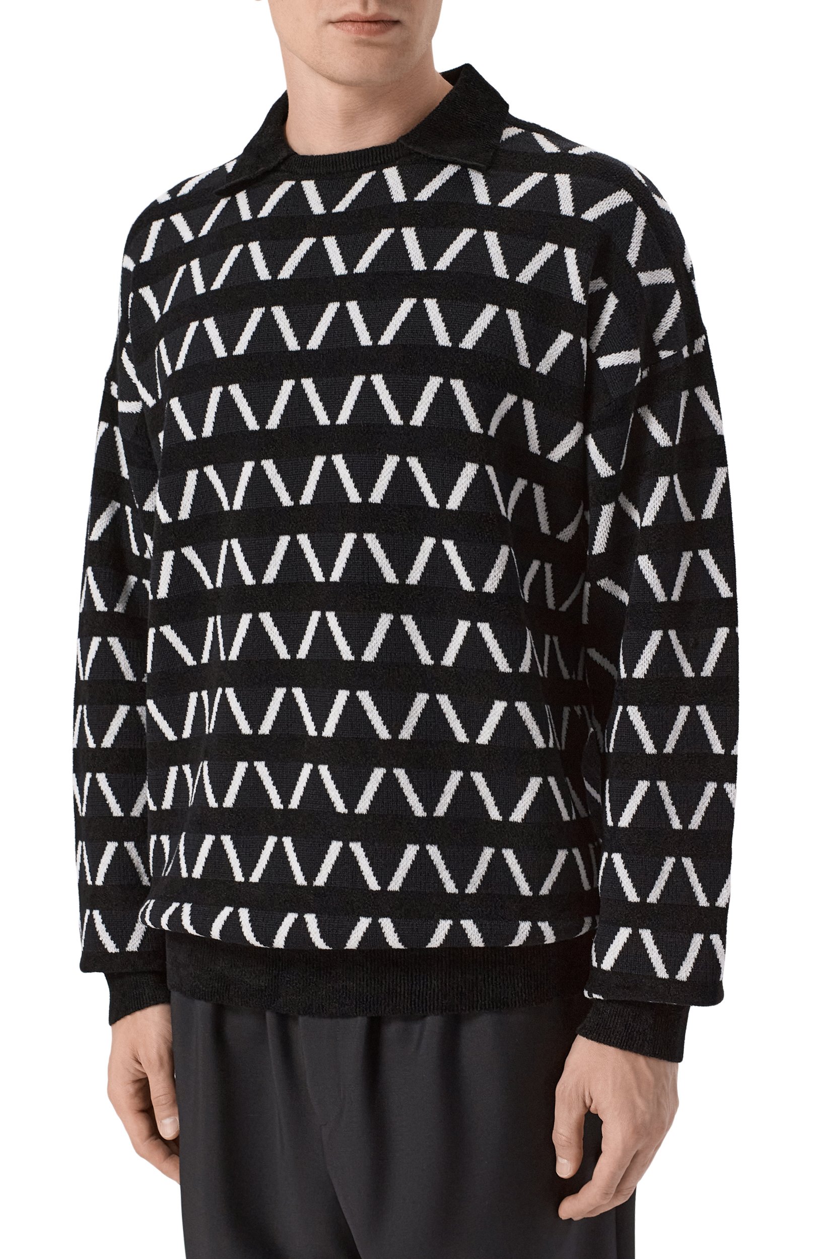 Свитер из шерсти и вискозы GIORGIO ARMANI черно-белого цвета по цене 212500 руб., арт. GM004720/AF30723, фото 3 Свитер из шерсти и вискозы GIORGIO ARMANI, арт. GM004720/AF30723, фото 3