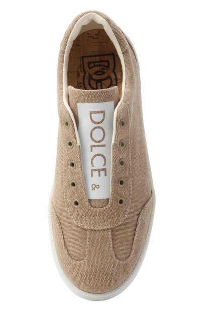 Текстильные кеды DOLCE & GABBANA бежевого цвета по цене 33400 руб., арт. DA5287/AW520/37-38, фото 4 Текстильные кеды DOLCE & GABBANA, арт. DA5287/AW520/37-38, фото 4