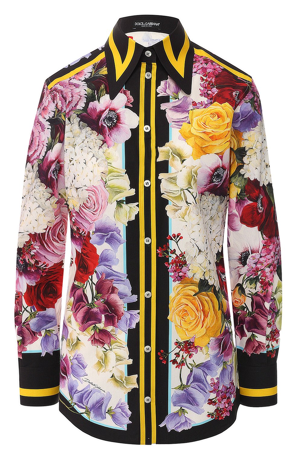 Хлопковая рубашка DOLCE & GABBANA разноцветного цвета по цене 93550 руб., арт. F5J51T/GDL71, фото 1 Хлопковая рубашка DOLCE & GABBANA, арт. F5J51T/GDL71, фото 1