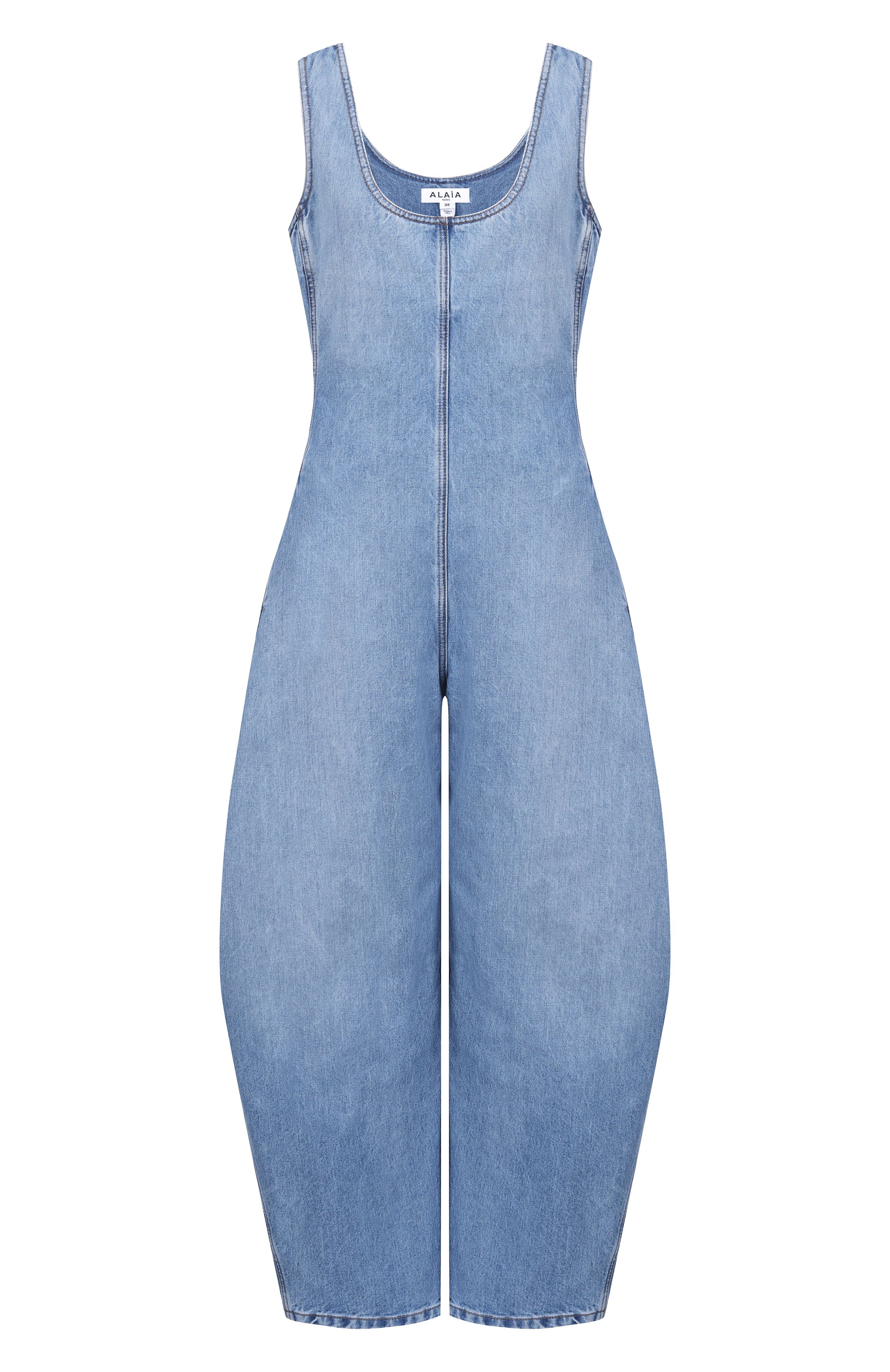 Джинсовый комбинезон ALAIA голубого цвета по цене 277000 руб., арт. AA9U0046D015C, фото 1 Джинсовый комбинезон ALAIA, арт. AA9U0046D015C, фото 1