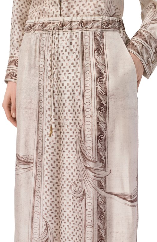 Шелковые брюки Max Mara MXMRIVE Кремовый  MXMRIVE Фото 5
