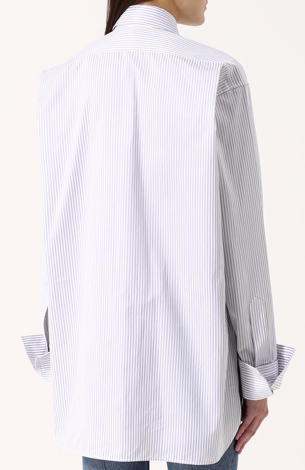 Хлопковая блуза свободного кроя в полоску HELMUT LANG, арт. H06HW526, фото 4