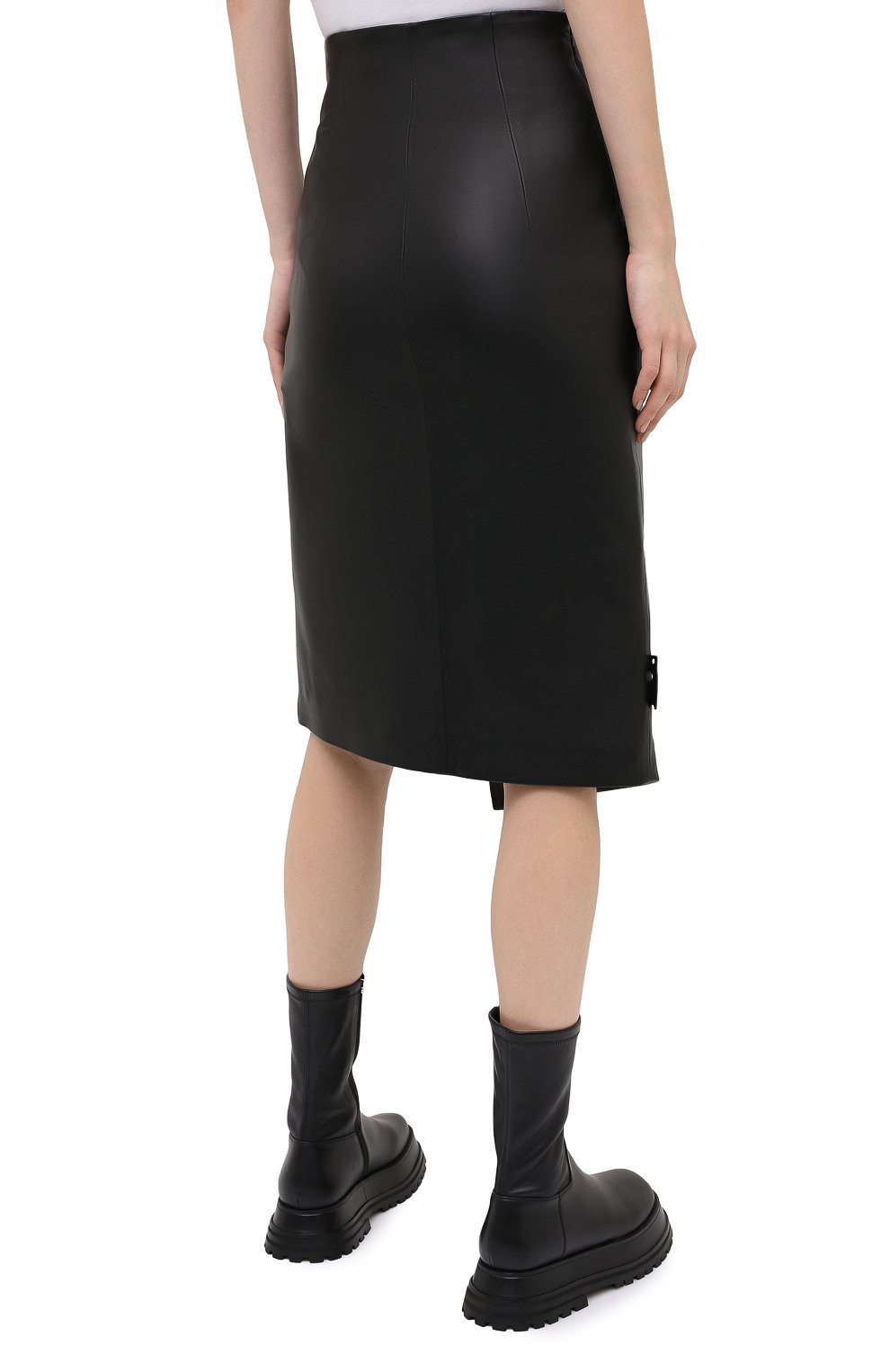 Кожаная юбка OFF-WHITE черного цвета по цене 122500 руб., арт. 0WJC006E20LEA0021000, фото 4 Кожаная юбка OFF-WHITE, арт. 0WJC006E20LEA0021000, фото 4