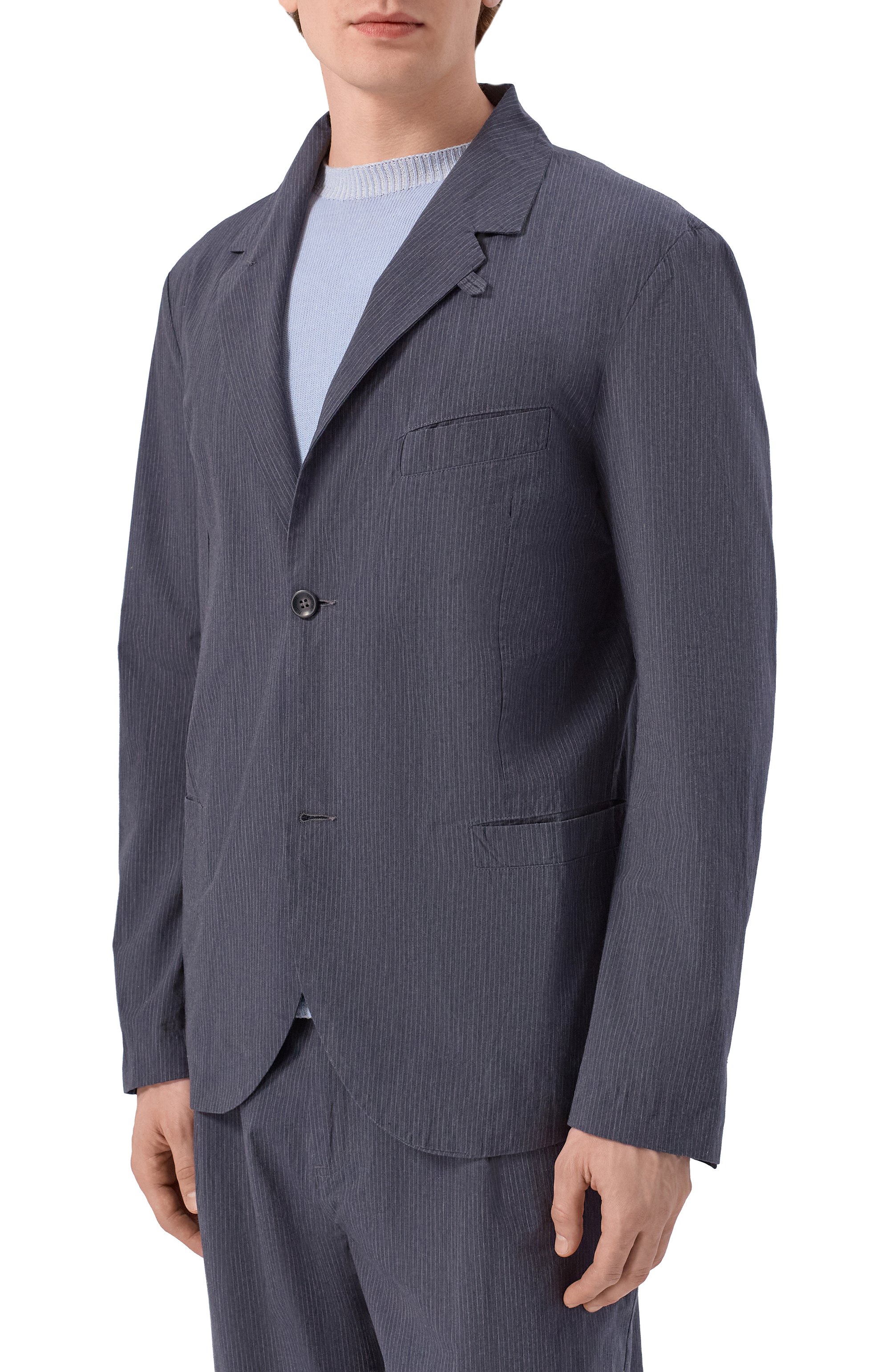 Хлопковый пиджак HANNES ROETHER темно-синего цвета по цене 57250 руб., арт. ZUN22DER.5136, фото 3 Хлопковый пиджак HANNES ROETHER, арт. ZUN22DER.5136, фото 3