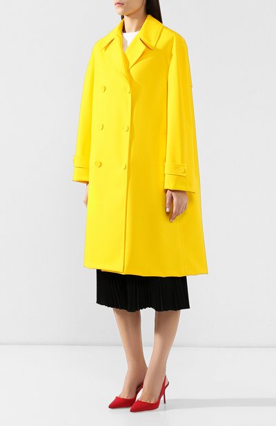 Двубортное пальто MAISON MARGIELA желтого цвета по цене 199500 руб., арт. S51AH0101/S49665, фото 3 Двубортное пальто MAISON MARGIELA, арт. S51AH0101/S49665, фото 3