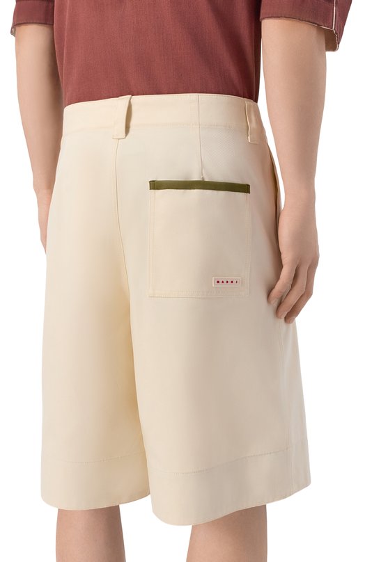 Хлопковые шорты Marni PUMU0331QX/UTC567 Кремовый  PUMU0331QX/UTC567 Фото 4