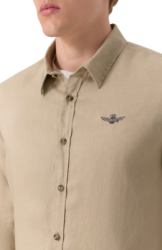 Льняная рубашка Aeronautica Militare CA1239CT3089 Бежевый  CA1239CT3089 Фото 5