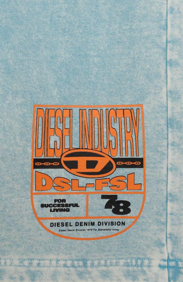 Детские хлопковые шорты DIESEL голубого цвета, арт. J02241/KYAYK | Фото 3 (Материал внешний: Хлопок; Нос: Не проставлено; Случай: Повседневный; Автоматизация состава: Проставлено; Ростовка одежда: 8 лет | 128 см, 13 - 15 лет | 158 см, 4 года | 104 см, 6 лет | 116 см, 10 - 11 лет | 140 - 146см, 16 лет | 164 см)