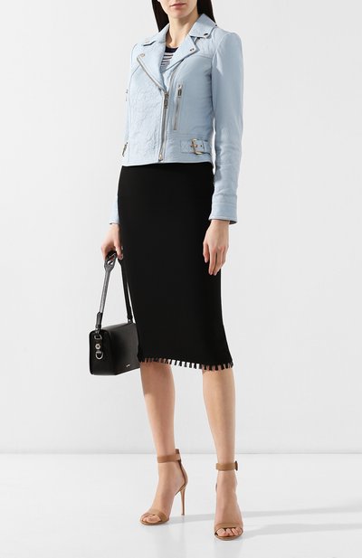 Кожаная куртка MICHAEL MICHAEL KORS голубого цвета по цене 46100 руб., арт. MS92HZL2A3, фото 2 Кожаная куртка MICHAEL MICHAEL KORS, арт. MS92HZL2A3, фото 2