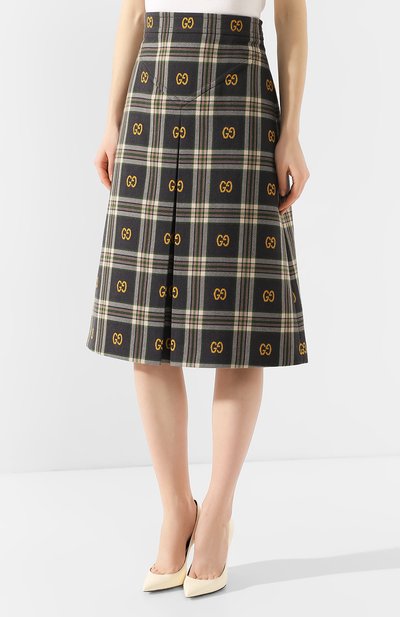 Шерстяная юбка GUCCI разноцветного цвета по цене 79950 руб., арт. 597087/ZADCY, фото 3 Шерстяная юбка GUCCI, арт. 597087/ZADCY, фото 3