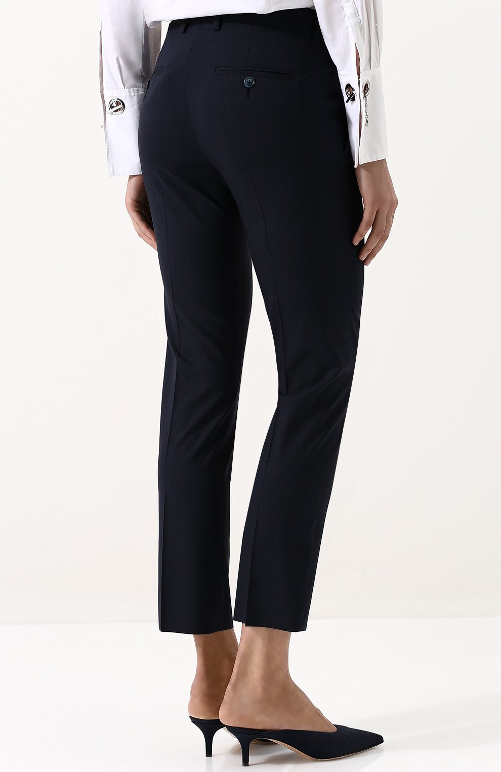 Укороченные однотонные брюки из шерсти KITON, арт. D38103K07P0122000, фото 4