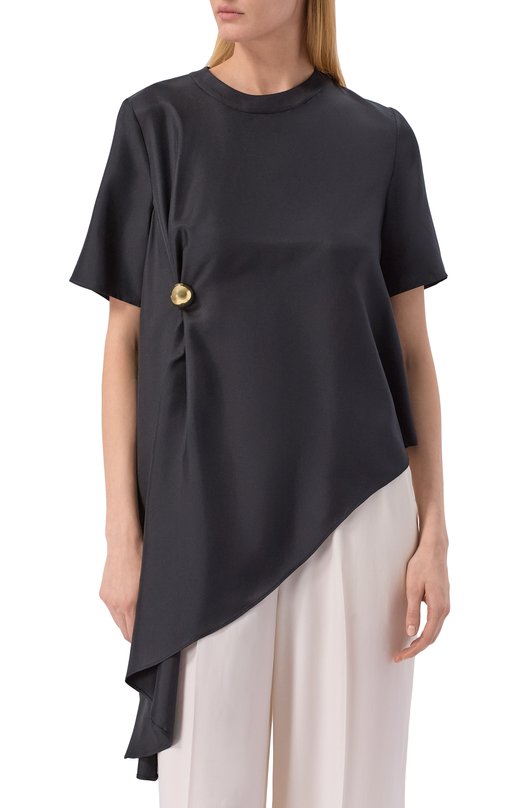 Шелковый топ Loulou de Saison MADEA Чёрный  MADEA Фото 3