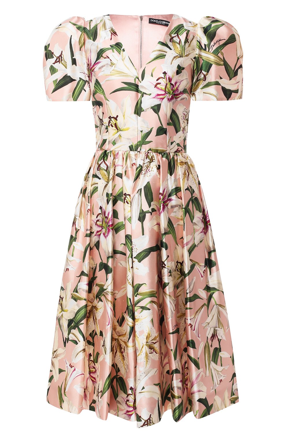 Шелковое платье DOLCE & GABBANA светло-розового цвета по цене 309000 руб., арт. F6E3RT/HS149, фото 1 Шелковое платье DOLCE & GABBANA, арт. F6E3RT/HS149, фото 1