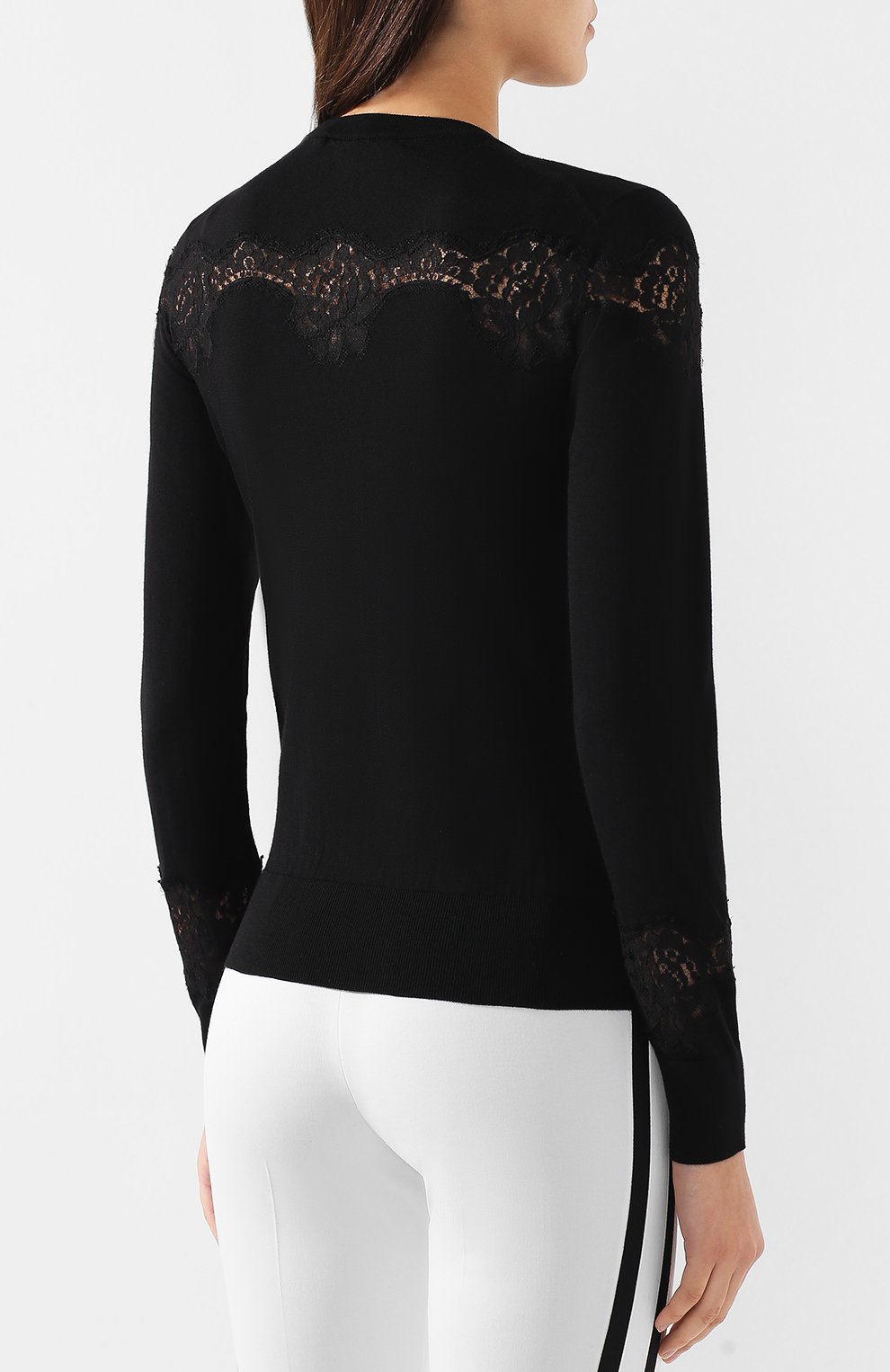 Пуловер из шерсти и хлопка DOLCE & GABBANA черного цвета по цене 148500 руб., арт. FX361T/JAVNS, фото 4 Пуловер из шерсти и хлопка DOLCE & GABBANA, арт. FX361T/JAVNS, фото 4