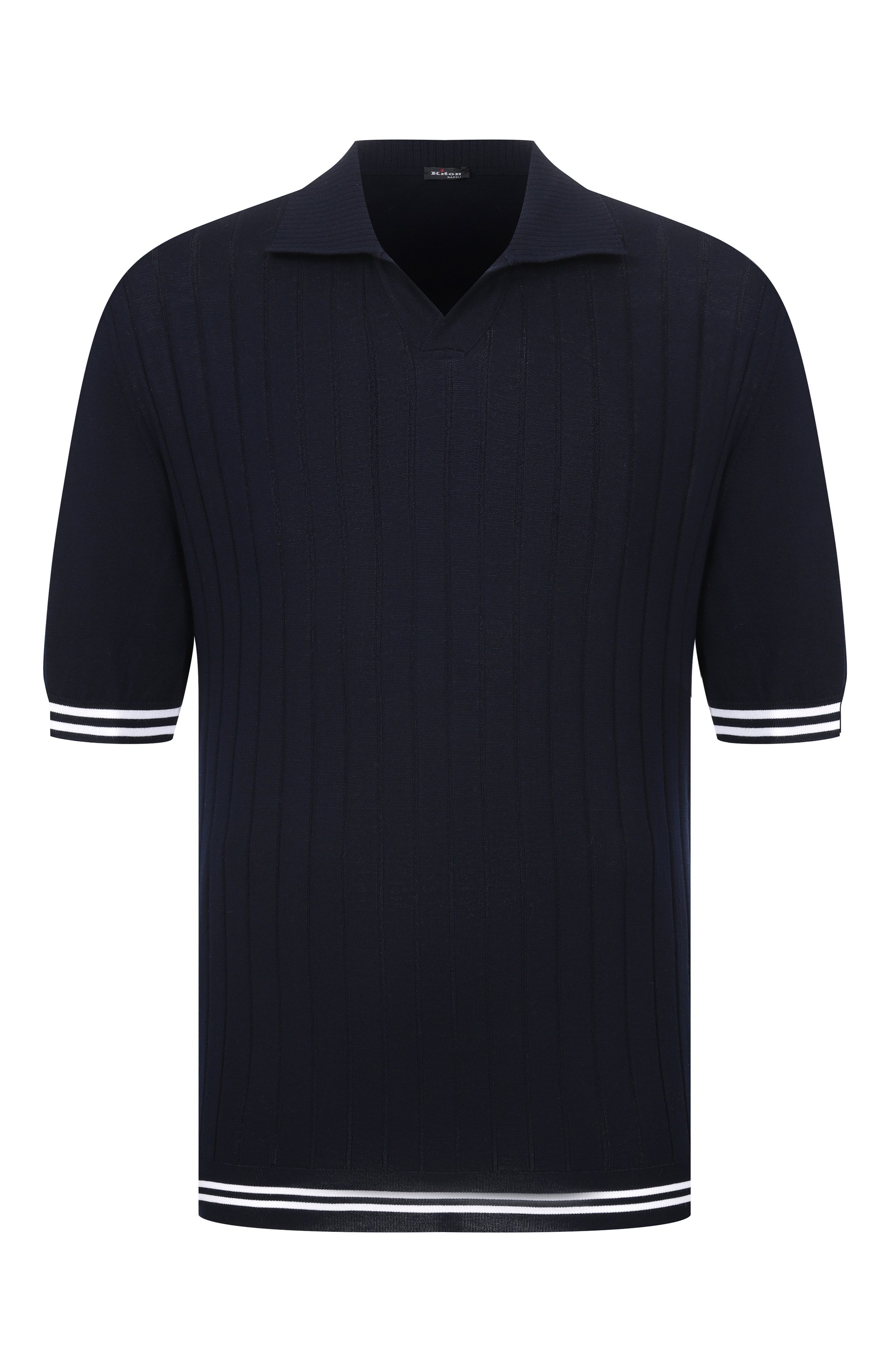 Хлопковое поло KITON темно-синего цвета по цене 218500 руб., арт. UMK0708, фото 1 Хлопковое поло KITON, арт. UMK0708, фото 1