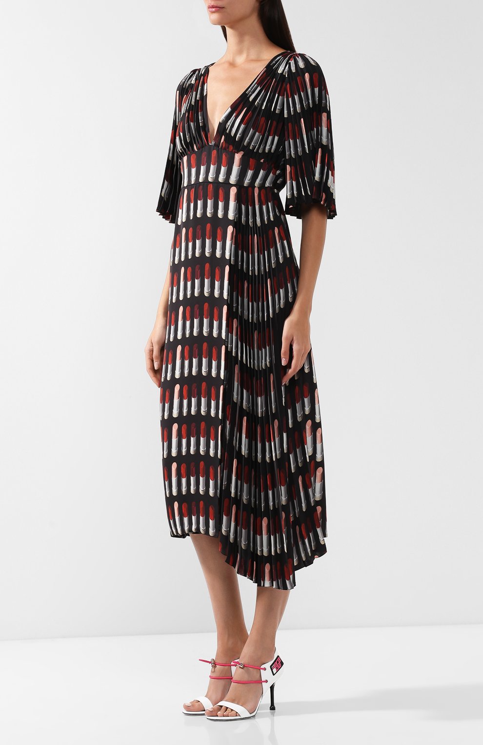 Платье-миди с v-образным вырезом и принтом PRADA, арт. P36X2-1SE3-F0002, фото 3