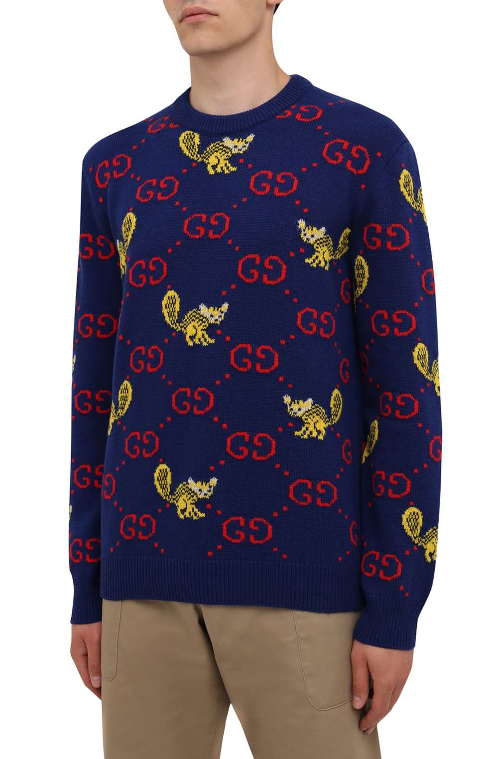 Шерстяной свитер gucci x freya hartas GUCCI синего цвета по цене 172800 руб., арт. 661836/XKBXX, фото 3 Шерстяной свитер gucci x freya hartas GUCCI, арт. 661836/XKBXX, фото 3