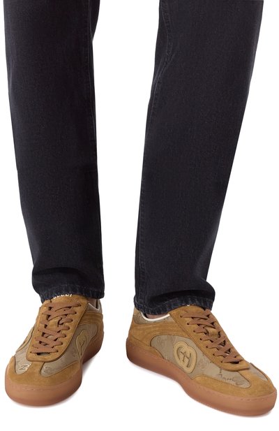 Комбинированные кеды g75 GUCCI коричневого цвета по цене 116500 руб., арт. 813686/AAEX5, фото 3 Комбинированные кеды g75 GUCCI, арт. 813686/AAEX5, фото 3