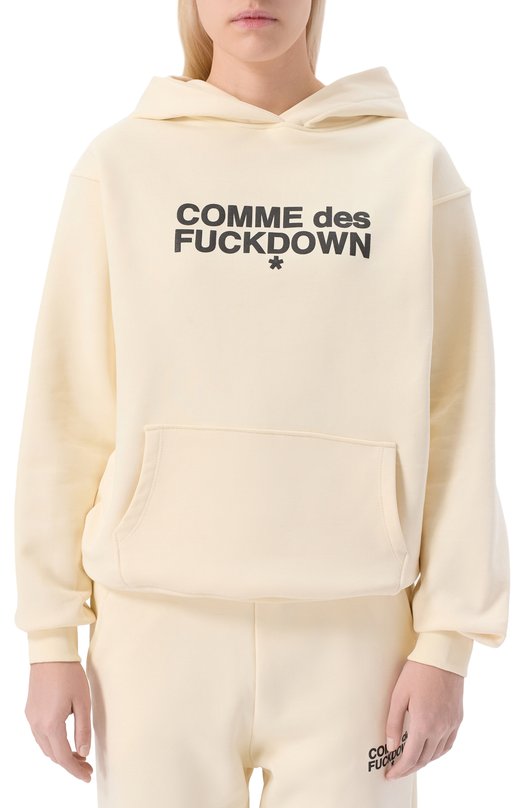 Хлопковое худи Comme des Fuckdown CFABW01355 Кремовый  CFABW01355 Фото 3