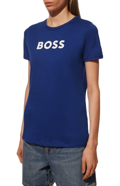 Хлопковая футболка BOSS синего цвета по цене 7560 руб., арт. 50472255, фото 3 Хлопковая футболка BOSS, арт. 50472255, фото 3