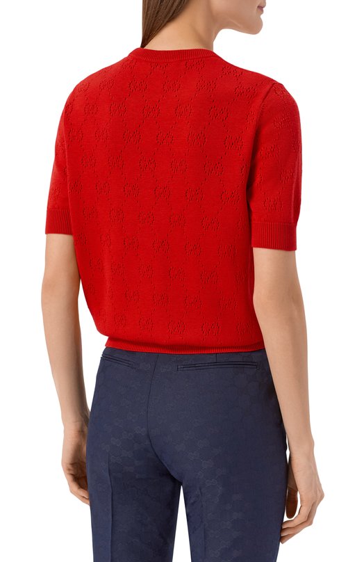 Пуловер из шелка и хлопка Gucci 856204/XKFC0 Красный  856204/XKFC0 Фото 4