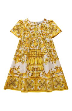 Женский комплект из платья и шорт DOLCE & GABBANA желтого цвета, арт. L23DI5/FI5JW | Фото 2 (Нос: Не проставлено; Материал внешний: Хлопок; Материал сплава: Проставлено; Ростовка одежда: 12 мес | 80 см, 6 мес | 68 см, 9 мес | 74 см)