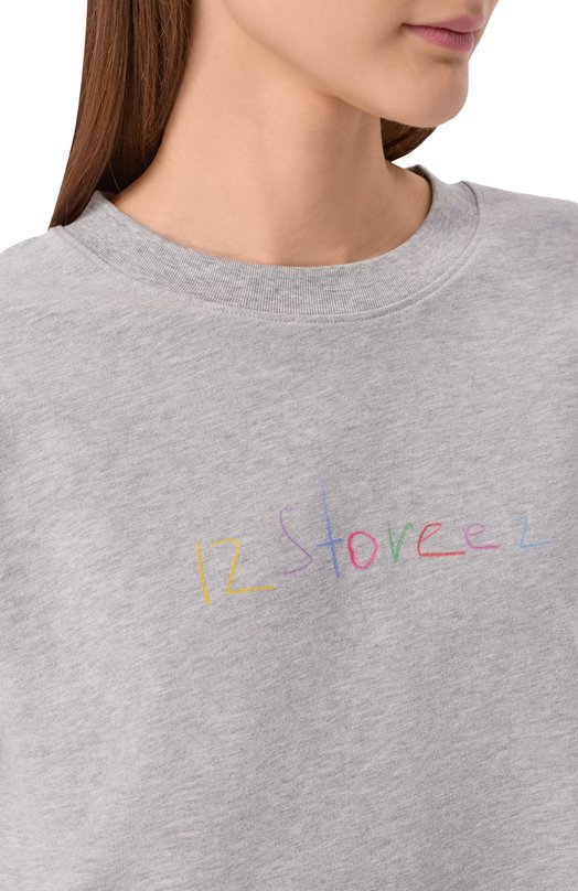 Хлопковый свитшот 12 STOREEZ 137384 Серый  137384 Фото 5