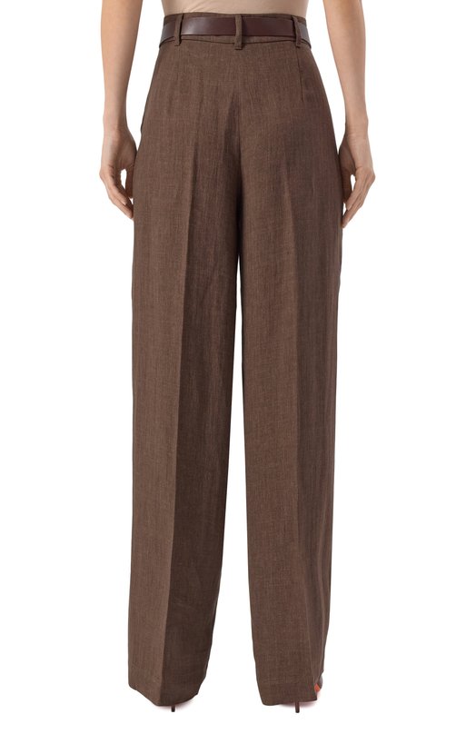Льняные брюки Max Mara Studio SIAMESE Коричневый  SIAMESE Фото 4