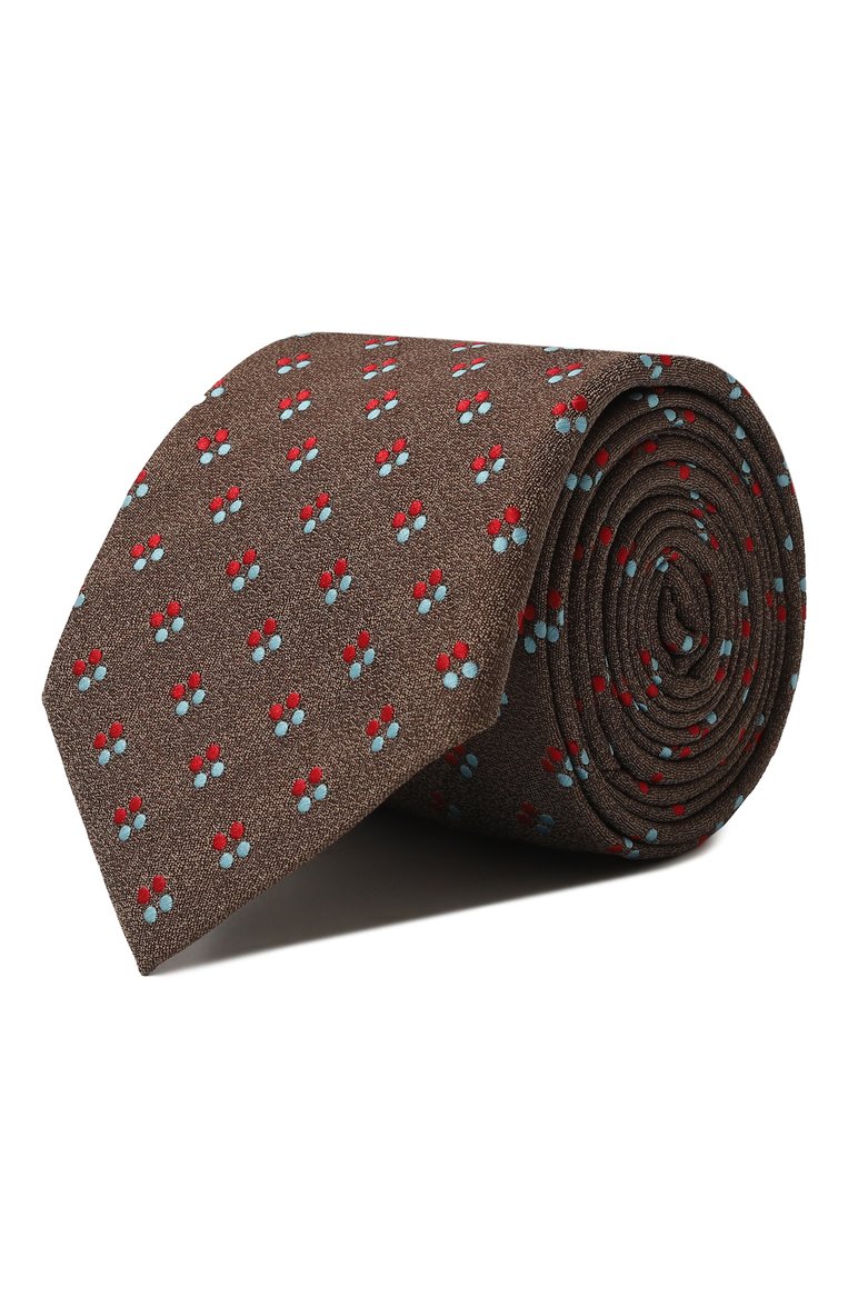 Мужской шелковый галстук BROUBACK коричневого цвета, арт. TIE 8CM/SS24 | Фото 1 (Материал сплава: Проставлено; Материал: Шелк, Текстиль; Нос: Не проставлено; Принт: С принтом)