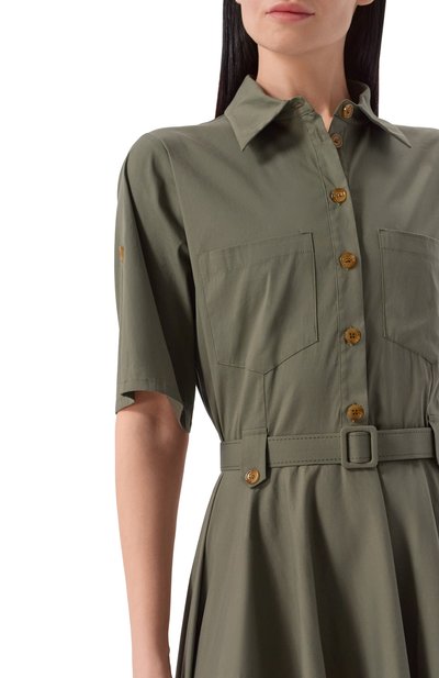 Хлопковое платье PIETRO BRUNELLI хаки цвета по цене 33850 руб., арт. AG2415/C02937, фото 4 Хлопковое платье PIETRO BRUNELLI, арт. AG2415/C02937, фото 4